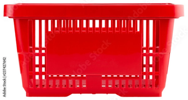 Obraz Red empty shopping basket isolated on white background
