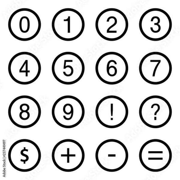Obraz Numbers and Mathmatical Symbol Circle Icons