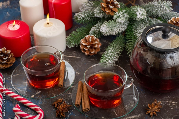 Obraz Hot tea for Christmas day