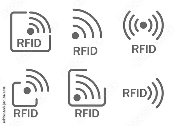 Obraz monochrome set of icons rfid. set of icons featuring radio and radio waves