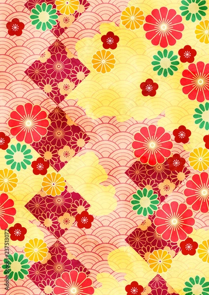 Obraz 和柄青海波背景