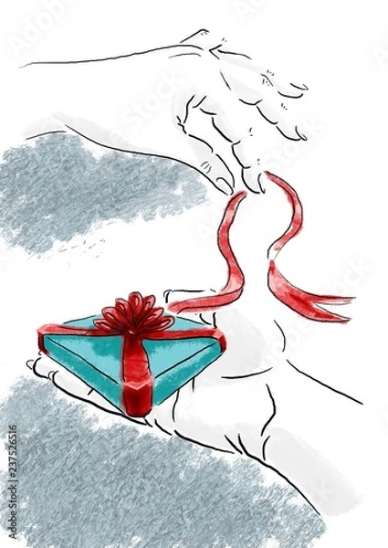 Fototapeta Two Hand and Gift Box