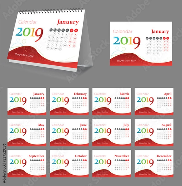 Fototapeta Creative Desk Calendar 2019