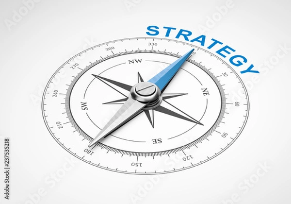 Fototapeta Compass on White Background, Strategy Concept