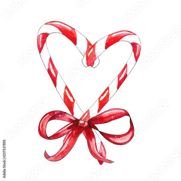 Obraz Christmas candy cane with red bow