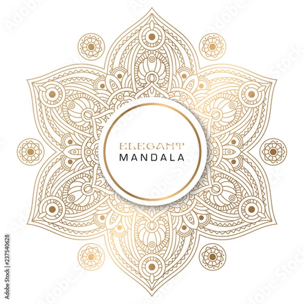 Obraz Vector round circle. Mandala style. Decorative element with gold.