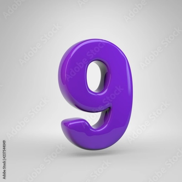 Fototapeta Proton purple color number 9 isolated on white background