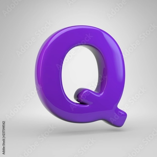 Fototapeta Proton purple color letter Q uppercase isolated on white background