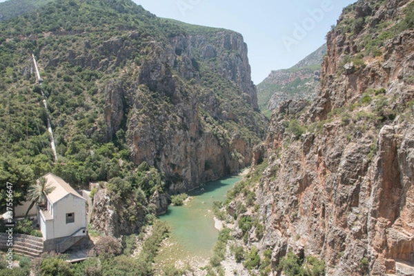 Fototapeta view of the river between mountains