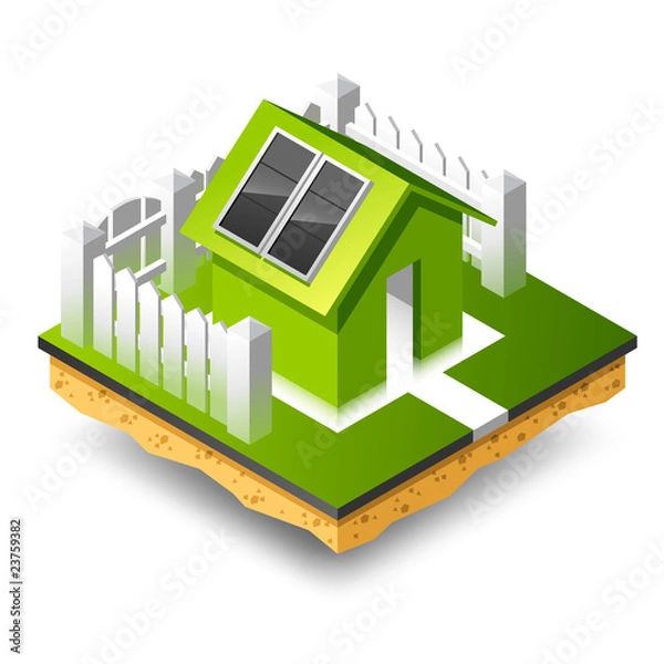 Obraz Small isometric house with solar panel
