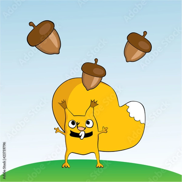 Fototapeta The squirrel with nuts