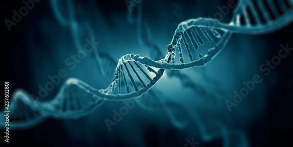 Fototapeta 3D renderowanie struktury DNA, abstrakcyjne tło