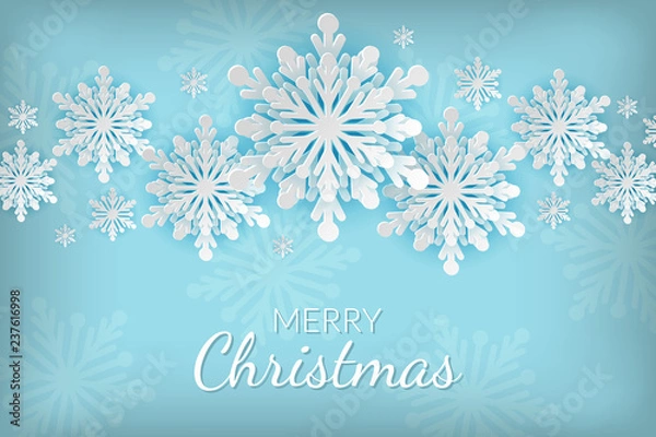 Fototapeta christmas background with snowflakes and place for text