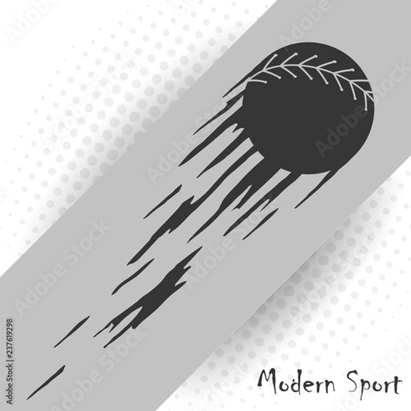 Fototapeta Modern style baseball vector background with a silhouette of baseball ball.