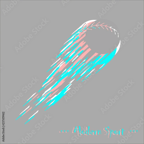 Fototapeta Modern style baseball vector background with ball silhouette and glitch effect.