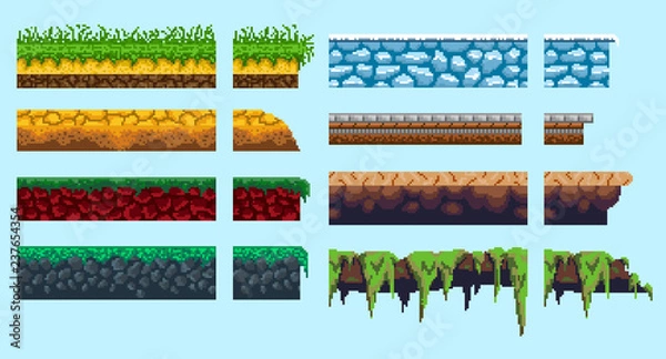 Fototapeta A set of basics for creating pixel seamless landscape