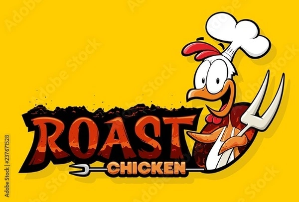 Obraz Roast chicken restaurant logo