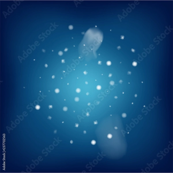 Fototapeta Blue Realistic Vector Snowfall. Christmas, New Year Grunge Holidays Background. Realistic Snowfall Pattern, Falling Snowflakes Overlay. Winter Cold Dots Storm Sky, Frost Effect Silver Ice Square Frame