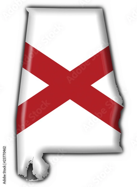 Fototapeta Alabama (USA State) button flag map shape