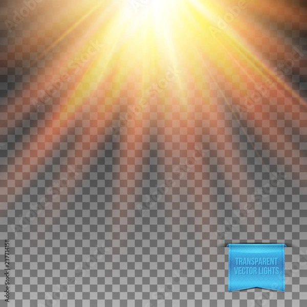 Fototapeta Vector illustration of Realistic transparent sunburst light effect