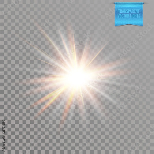 Obraz Vector illustration of Realistic transparent starburst lighting effect