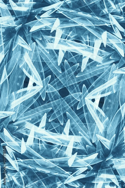 Fototapeta Abstract hallucinogen fluorescent background of cyanish hues. Surrealism illusion on drink and drug theme. Psychedelic bluish effect from cannabis or alcohol. Lsd cosmic effect. Geometric distortions.