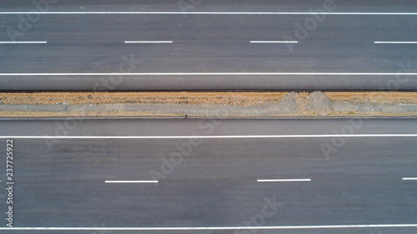 Fototapeta Aerial view of empty road - highway