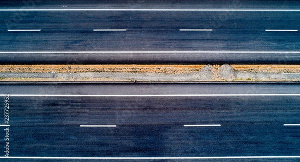 Fototapeta Aerial view of empty road - highway