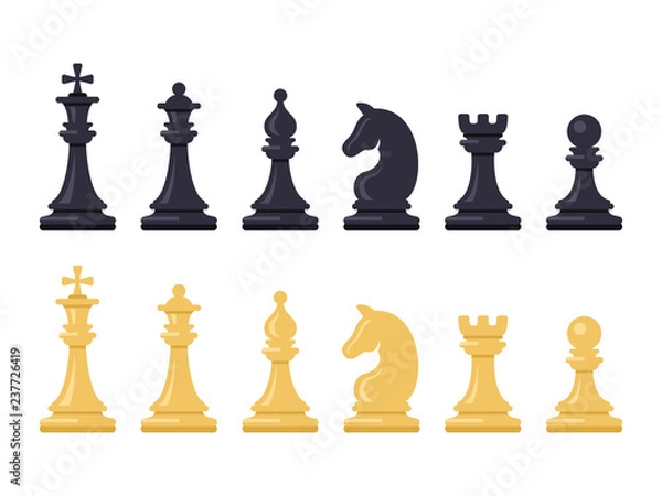 Fototapeta Black and White Chess Game Figures. Vector