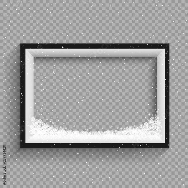 Obraz snowfalls on black and white frame