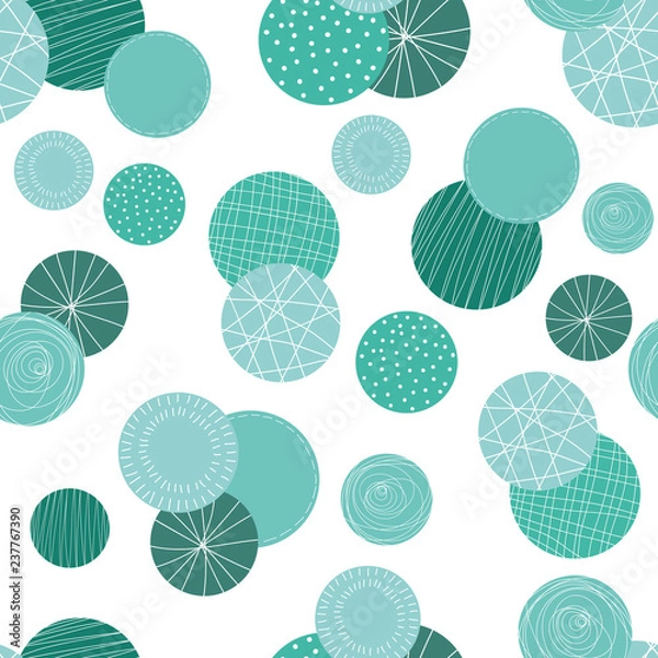 Fototapeta Teal patterned circles on white background