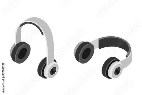 Obraz Słuchawki stereo w stylu izometrycznym trendu na białym tle. Ilustracji wektorowych