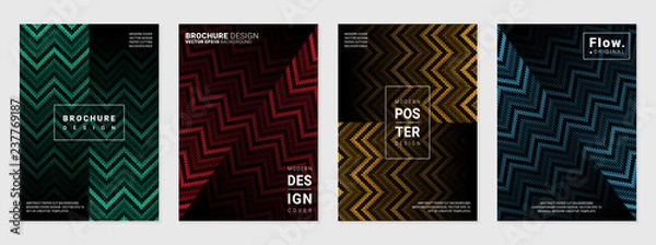 Obraz Vector set of cover design template with minimal geometric patterns; Pixel art; Modern different color gradient.