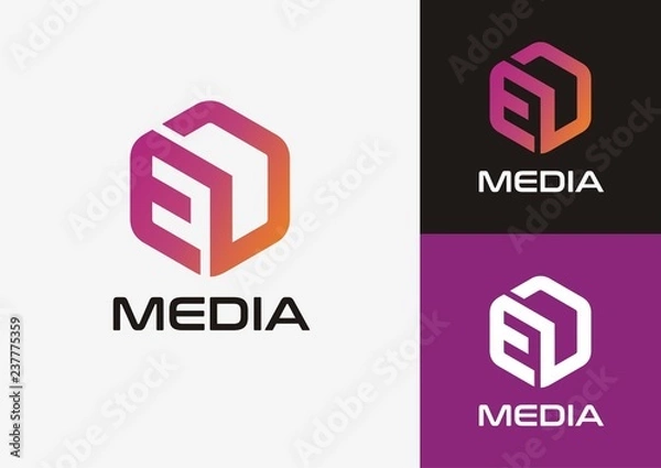 Fototapeta Initial letter ED logo concept with hexagonal shape