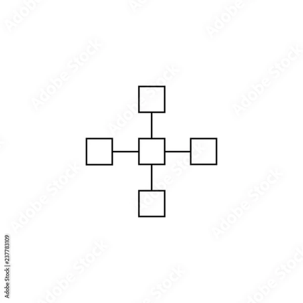 Fototapeta Five squares connected by a line sign. Thin lines