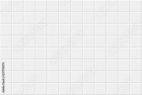 Fototapeta Białe tło poziome z kafelkami. Wektor wzór.