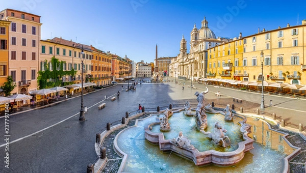 Fototapeta Aerial view of Navona Square, Piazza Navona, in Rome, Italy.