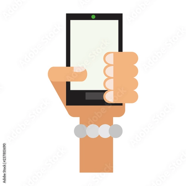 Fototapeta Hand holding smartphone
