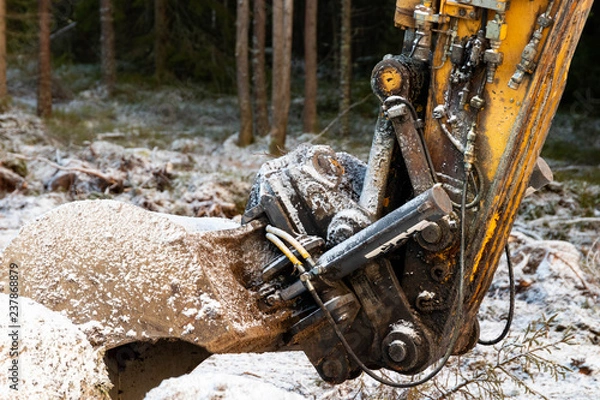 Fototapeta Closeup of excavator boom hydraulics