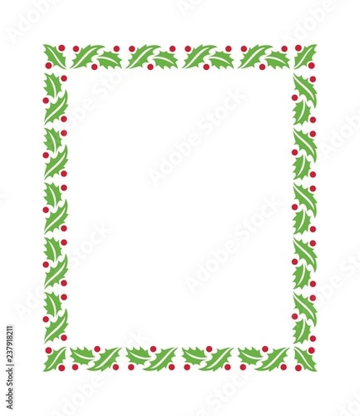 Obraz Vector Christmas Holly Border