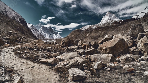 Fototapeta Country road in the mountains. Himalayas. India. High resolution file for large format printing.