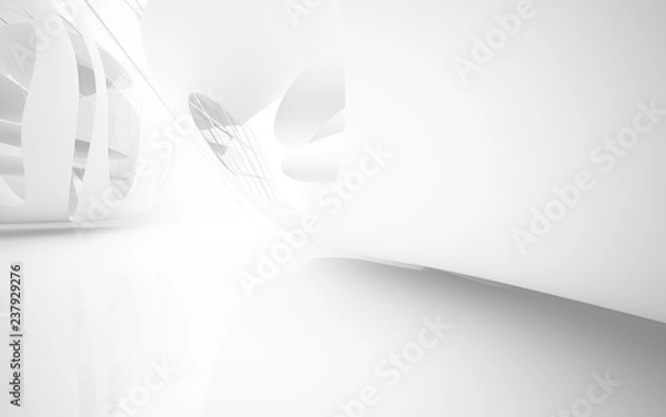 Obraz White smooth abstract architectural background. 3D illustration and rendering