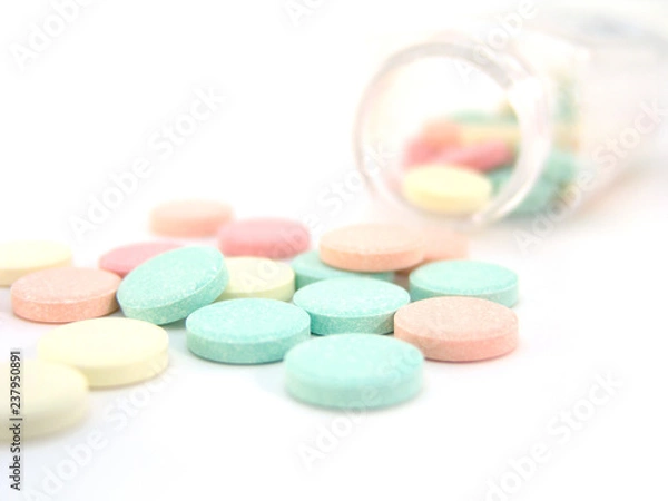 Fototapeta Antacids on white background