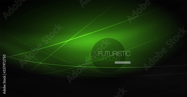 Fototapeta Digital technology abstract background - neon geometric design. Abstract glowing lines. Colorful techno background. Futuristic shape.
