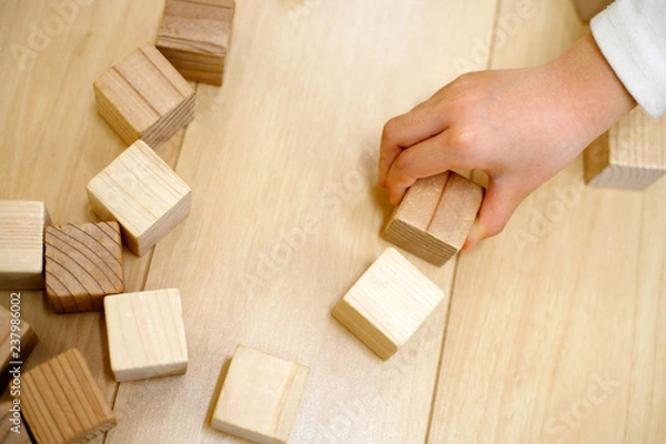 Fototapeta ブロックの積み木と子供