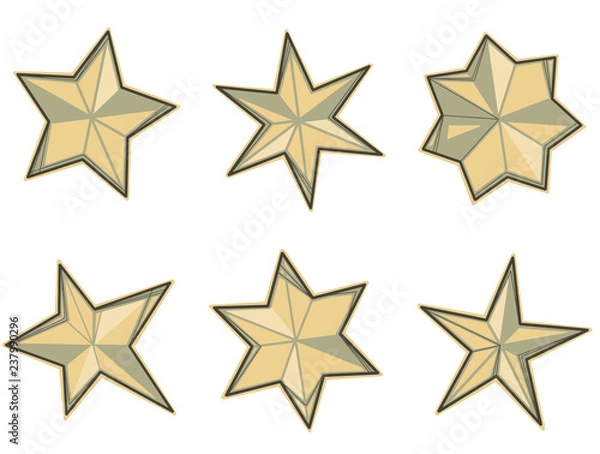 Fototapeta Set of different shaped star graphic vector illustrations