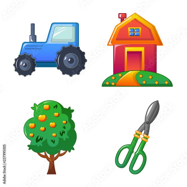 Fototapeta Vector illustration of farm and agriculture symbol. Set of farm and plant stock vector illustration.