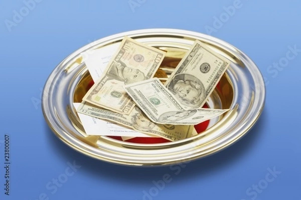 Obraz American Money In A Church Offering Plate