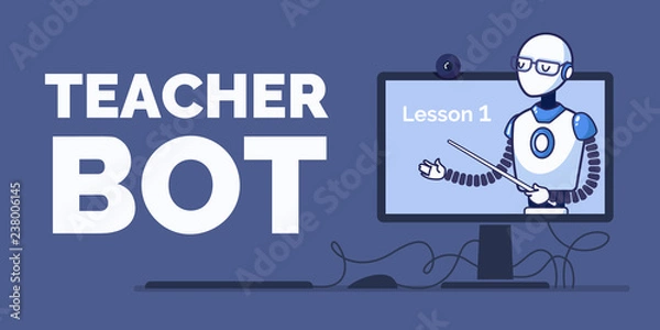 Fototapeta Artificial Intelligence. Teacher bot concept
