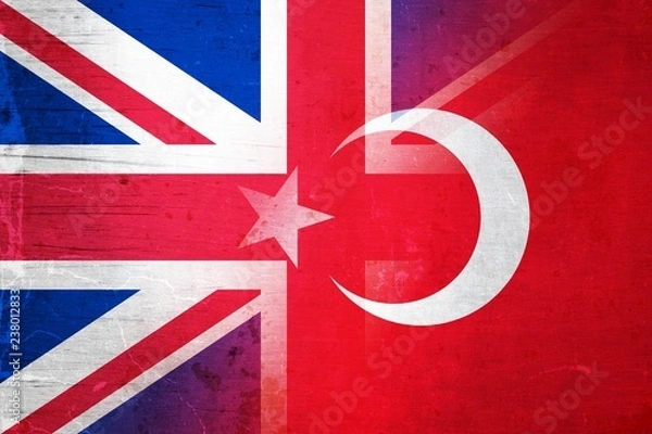 Obraz UK and Turkey grunge flag mix